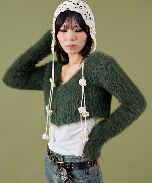 dispark（ディスパーク）の「DISPARK/シャギーショートニットカーデ（カーディガン/ボレロ・レディース・カーキ/ブラウン・FREE）」の10枚目の写真