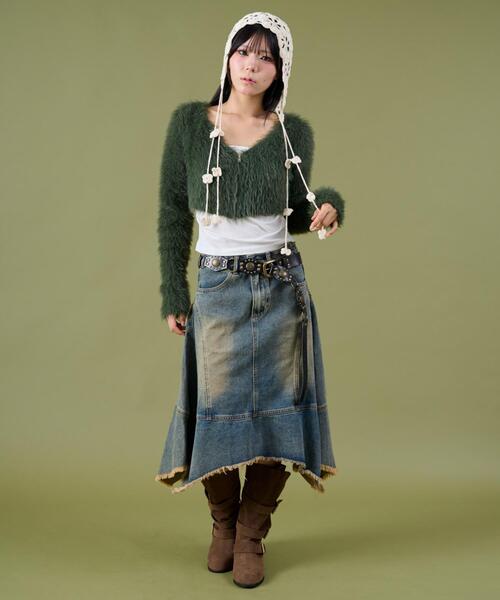 dispark（ディスパーク）の「DISPARK/シャギーショートニットカーデ（カーディガン/ボレロ・レディース・カーキ/ブラウン・FREE）」の12枚目の写真