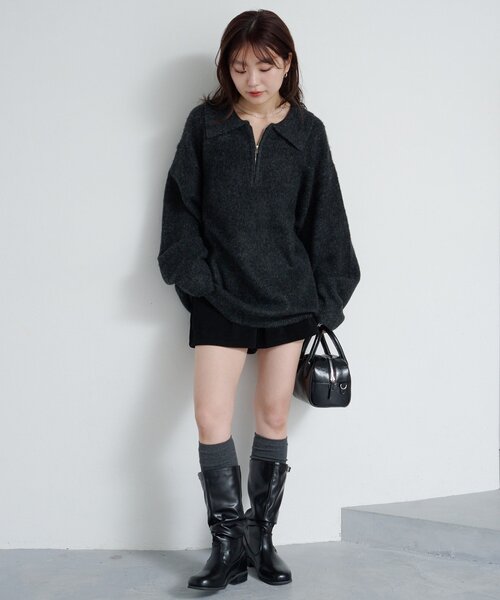 Kastane(カスタネ)の「【4色展開/2WAY】ボックスminiボストンバッグ(トートバッグ・レディース・アイボリー/ブラック/バーガンディー/ベージュ・FREE)」の6枚目の写真