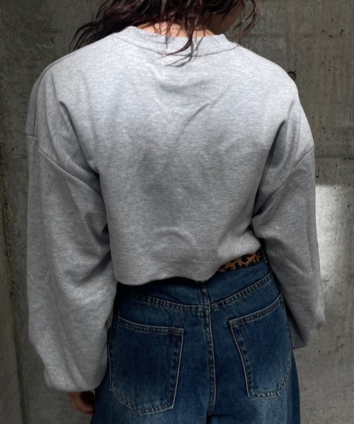 セール】転写プリントショート丈スウェットトップス（Tシャツ