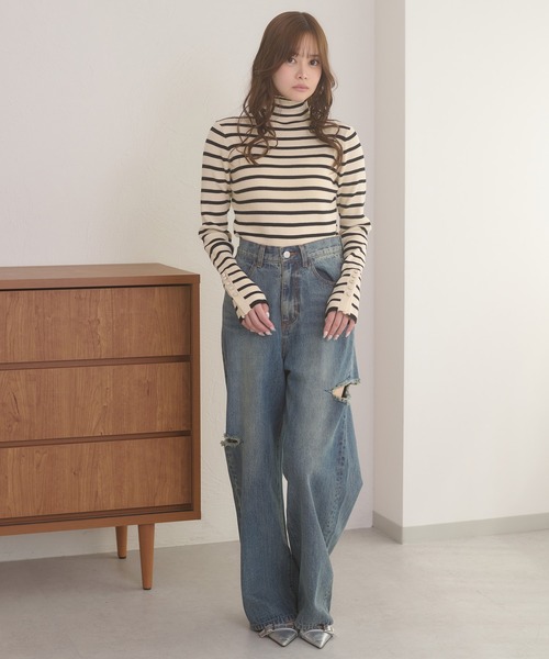 Ambre Neige(アンブルネージュ)の「gold button hige neck rib knit tops / ゴールドボタンハイネックリブニットトップス(ニット/セーター・レディース・ボルドー/ダークブラウン/ブラック/ホワイト系その他/アイボリー・FREE)」の19枚目の写真