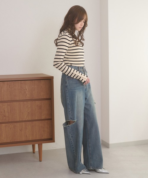 Ambre Neige(アンブルネージュ)の「gold button hige neck rib knit tops / ゴールドボタンハイネックリブニットトップス(ニット/セーター・レディース・ボルドー/ダークブラウン/ブラック/ホワイト系その他/アイボリー・FREE)」の20枚目の写真