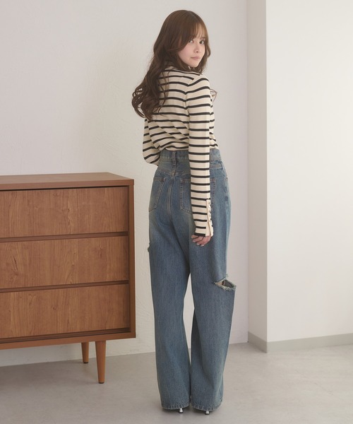 Ambre Neige(アンブルネージュ)の「gold button hige neck rib knit tops / ゴールドボタンハイネックリブニットトップス(ニット/セーター・レディース・ボルドー/ダークブラウン/ブラック/ホワイト系その他/アイボリー・FREE)」の21枚目の写真