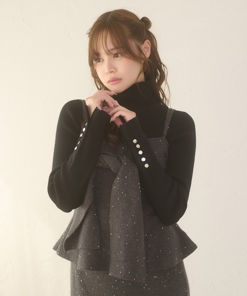 Ambre Neige(アンブルネージュ)の「gold button hige neck rib knit tops / ゴールドボタンハイネックリブニットトップス(ニット/セーター・レディース・ボルドー/ダークブラウン/ブラック/ホワイト系その他/アイボリー・FREE)」の22枚目の写真