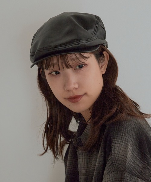 milsa（ミルサ）の「milsa/ミルサ メッシュ汗止めバンド付き フェイクレザーハンチング帽（ハンチング/ベレー帽・メンズ・ブラック/ブラウン・M/L）」の3枚目の写真