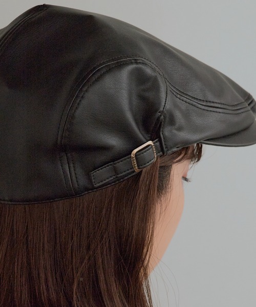 milsa（ミルサ）の「milsa/ミルサ メッシュ汗止めバンド付き フェイクレザーハンチング帽（ハンチング/ベレー帽・メンズ・ブラック/ブラウン・M/L）」の7枚目の写真