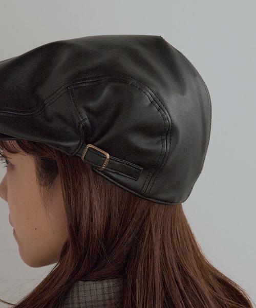 milsa（ミルサ）の「milsa/ミルサ メッシュ汗止めバンド付き フェイクレザーハンチング帽（ハンチング/ベレー帽・メンズ・ブラック/ブラウン・M/L）」の8枚目の写真