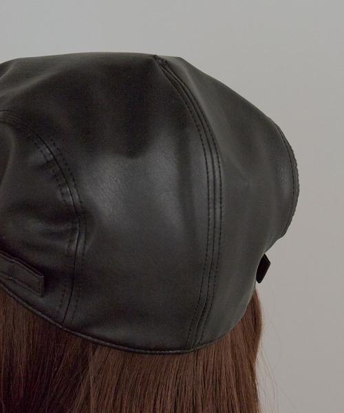 milsa（ミルサ）の「milsa/ミルサ メッシュ汗止めバンド付き フェイクレザーハンチング帽（ハンチング/ベレー帽・メンズ・ブラック/ブラウン・M/L）」の9枚目の写真