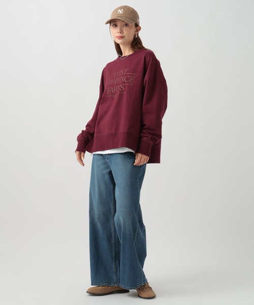 BAYFLOW（ベイフロー）の「[着膨れしない素材感]アソートロゴスウェットプルオーバー（Tシャツ/カットソー・レディース・ブラック/ベージュ/ボルドー・FREE）」の6枚目の写真