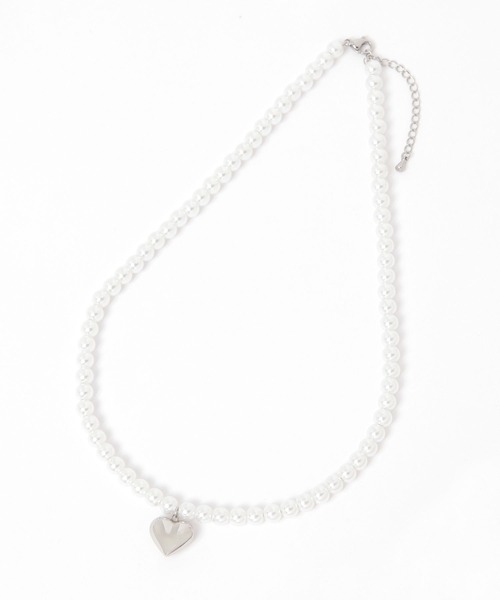 BAYFLOW（ベイフロー）の「ステンレスハートパールネックレス（ネックレス・レディース・ライトグレー/イエロー・FREE）」の3枚目の写真