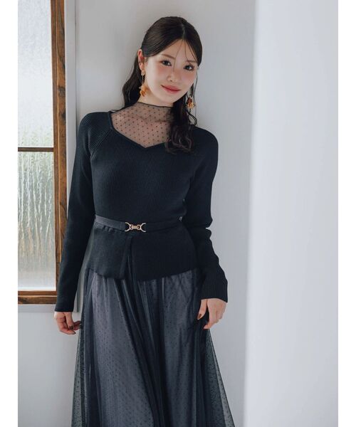 MERCURYDUO（マーキュリーデュオ）の「ビットニットドットチュールドッキングワンピース（ワンピース・レディース・アイボリー/ブラック・SMALL/MEDIUM）」の16枚目の写真