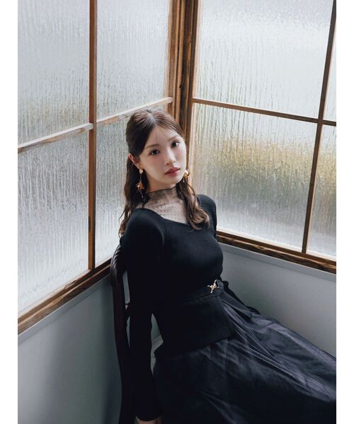 セール】ビットニットドットチュールドッキングワンピース（ワンピース