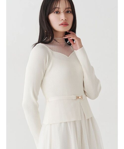 ビットニットドットチュールドッキングワンピース（ワンピース