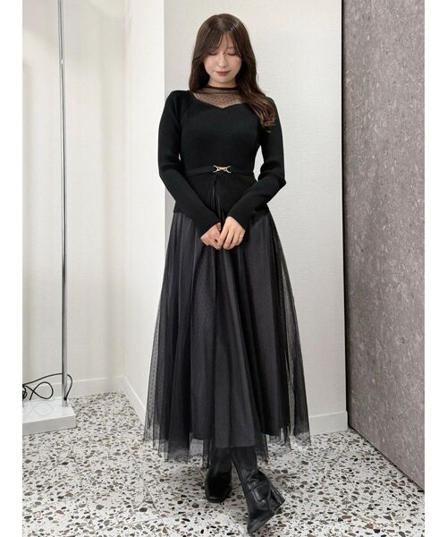 MERCURYDUO ビットニットドットチュールドッキングワンピース ビットニットドットチュールドッキングワンピース（ワンピース