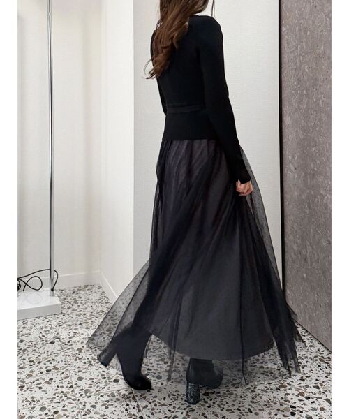 MERCURYDUO（マーキュリーデュオ）の「ビットニットドットチュールドッキングワンピース（ワンピース・レディース・アイボリー/ブラック・SMALL/MEDIUM）」の7枚目の写真