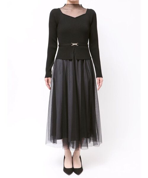 MERCURYDUO（マーキュリーデュオ）の「ビットニットドットチュールドッキングワンピース（ワンピース・レディース・アイボリー/ブラック・SMALL/MEDIUM）」の13枚目の写真