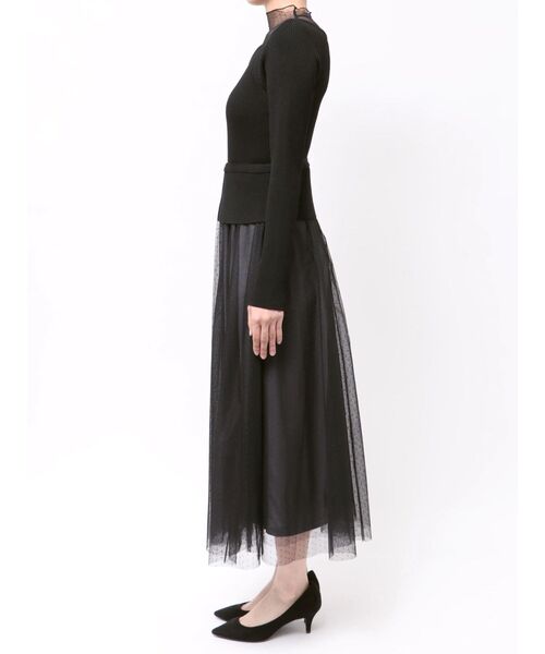 セール】ビットニットドットチュールドッキングワンピース（ワンピース