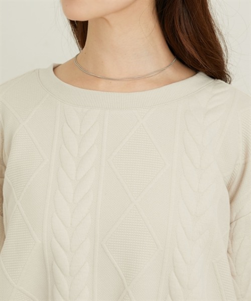 nissen（ニッセン）の「ふくれジャガードセットアップ（ドロストトップス＋フレアスカート）（Tシャツ/カットソー・レディース・アイボリー/カーキ/ブラック・M/L/LL/3L）」の22枚目の写真
