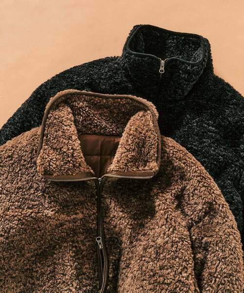 417 EDIFICE（フォーワンセブンエディフィス）の「Curlboa ボアフリースブルゾン（その他アウター・メンズ・ブラック/ブラウン・LARGE/MEDIUM）」の4枚目の写真