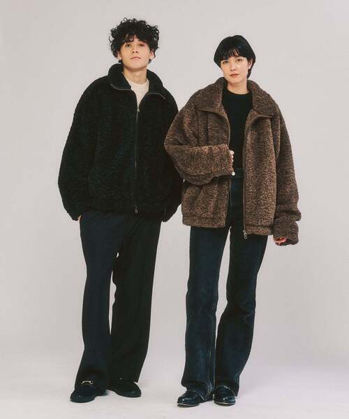 417 EDIFICE（フォーワンセブンエディフィス）の「Curlboa ボアフリースブルゾン（その他アウター・メンズ・ブラック/ブラウン・LARGE/MEDIUM）」の5枚目の写真