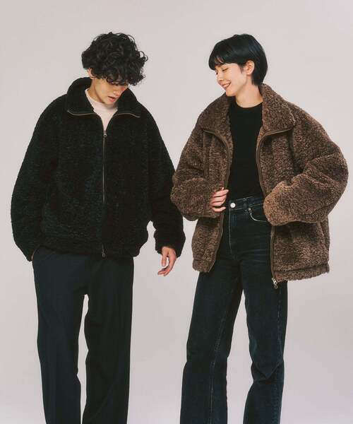 417 EDIFICE（フォーワンセブンエディフィス）の「Curlboa ボアフリースブルゾン（その他アウター・メンズ・ブラック/ブラウン・LARGE/MEDIUM）」の6枚目の写真