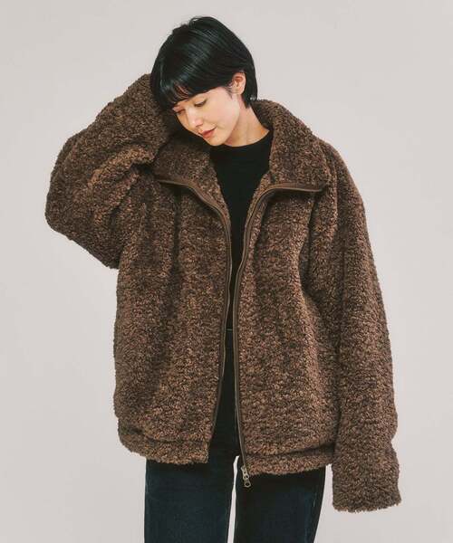 417 EDIFICE（フォーワンセブンエディフィス）の「Curlboa ボアフリースブルゾン（その他アウター・メンズ・ブラック/ブラウン・LARGE/MEDIUM）」の18枚目の写真