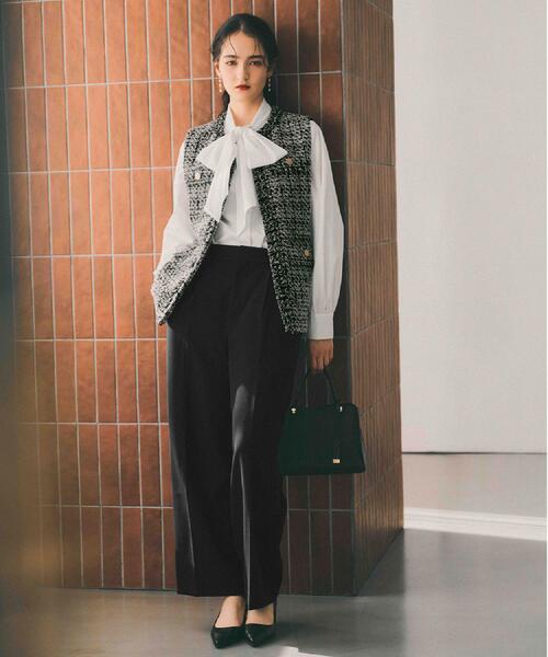 OPAQUE.CLIP（オペークドットクリップ）の「≪通勤・セレモニー対応≫ツイードジレ【洗える】（ベスト・レディース・ネイビー/ブラック系3・42/40/38/36）」の4枚目の写真