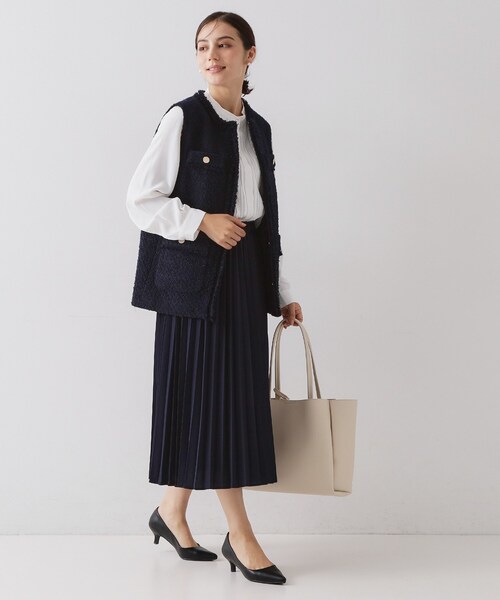 OPAQUE.CLIP（オペークドットクリップ）の「≪通勤・セレモニー対応≫ツイードジレ【洗える】（ベスト・レディース・ネイビー/ブラック系3・42/40/38/36）」の6枚目の写真