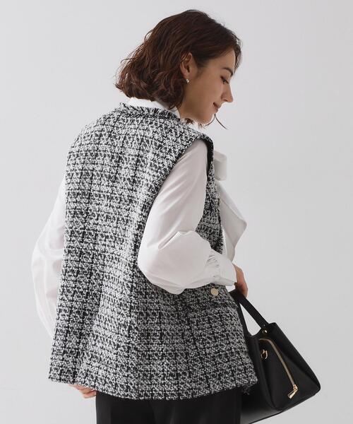 OPAQUE.CLIP（オペークドットクリップ）の「≪通勤・セレモニー対応≫ツイードジレ【洗える】（ベスト・レディース・ネイビー/ブラック系3・42/40/38/36）」の9枚目の写真