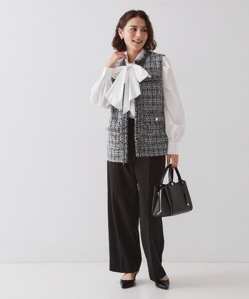 OPAQUE.CLIP（オペークドットクリップ）の「≪通勤・セレモニー対応≫ツイードジレ【洗える】（ベスト・レディース・ネイビー/ブラック系3・42/40/38/36）」の10枚目の写真