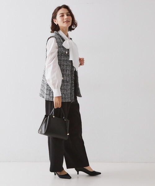 OPAQUE.CLIP（オペークドットクリップ）の「≪通勤・セレモニー対応≫ツイードジレ【洗える】（ベスト・レディース・ネイビー/ブラック系3・42/40/38/36）」の11枚目の写真