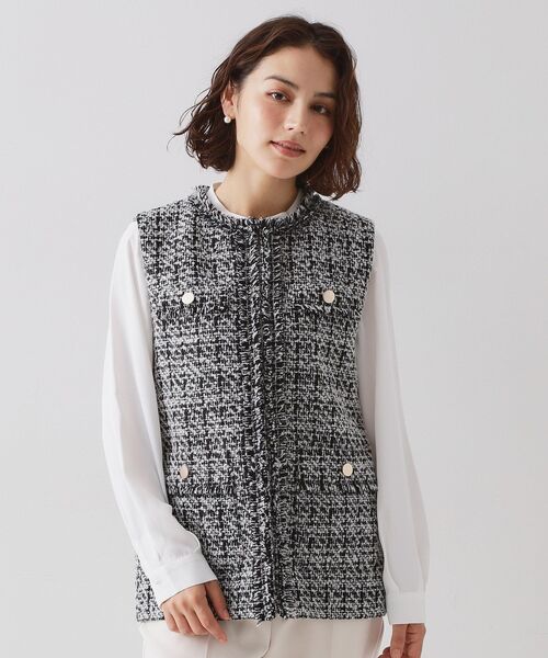 OPAQUE.CLIP（オペークドットクリップ）の「≪通勤・セレモニー対応≫ツイードジレ【洗える】（ベスト・レディース・ネイビー/ブラック系3・42/40/38/36）」の13枚目の写真