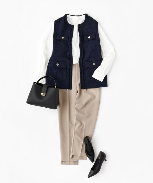 OPAQUE.CLIP（オペークドットクリップ）の「≪通勤・セレモニー対応≫ツイードジレ【洗える】（ベスト・レディース・ネイビー/ブラック系3・42/40/38/36）」の22枚目の写真