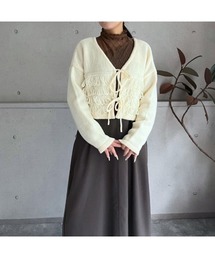 前後2wayループフリンジ リボンニットボレロ