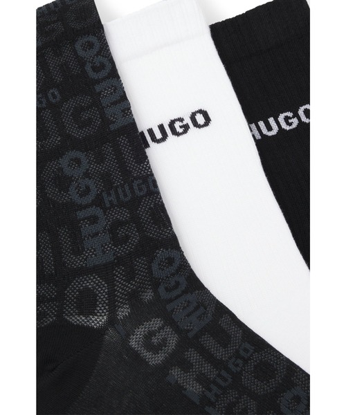 HUGO（ヒューゴ）の「ショートソックス3足セット コットンブレンド ロゴ（ソックス/靴下・メンズ・ブラック・43-46/39-42）」の3枚目の写真