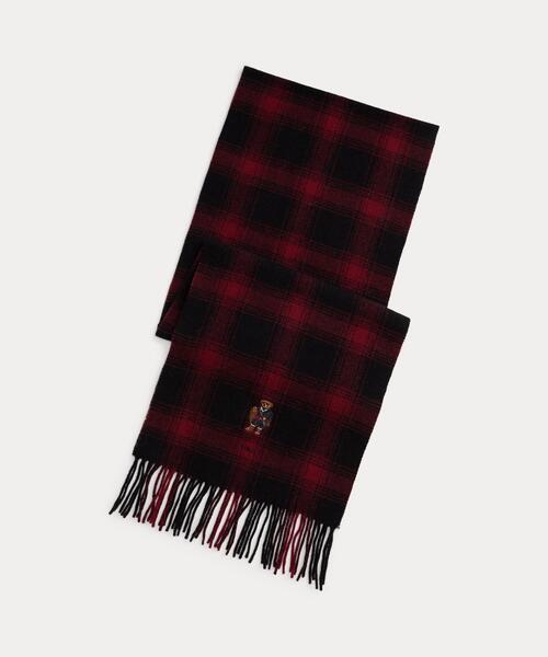 【新品】Polo Ralph Lauren ポロベアマフラー チェック柄 ウール Polo ベア チェック ウール マフラー（マフラー）｜POLO RALPH LAUREN