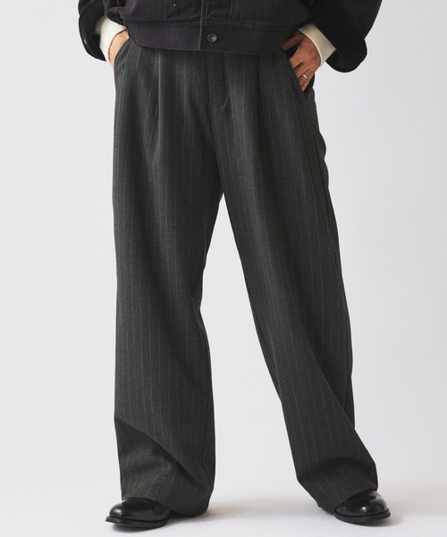 JOURNAL STANDARD relume(ジャーナルスタンダード レリューム)の「ヒールカット ルーズ ストライプ スラックス(スラックス・メンズ・チャコールグレー/ブラウン・LARGE/MEDIUM/SMALL)」の15枚目の写真