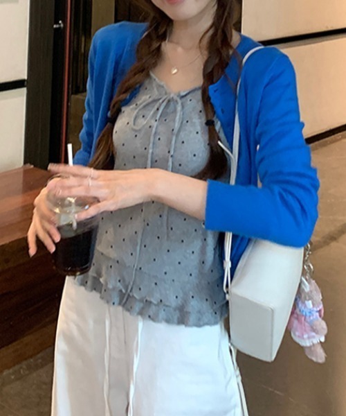 GEMEDA(ジェメダ)の「リボンタイドットトップス(Tシャツ/カットソー・レディース・グレー/オフホワイト・M)」の19枚目の写真