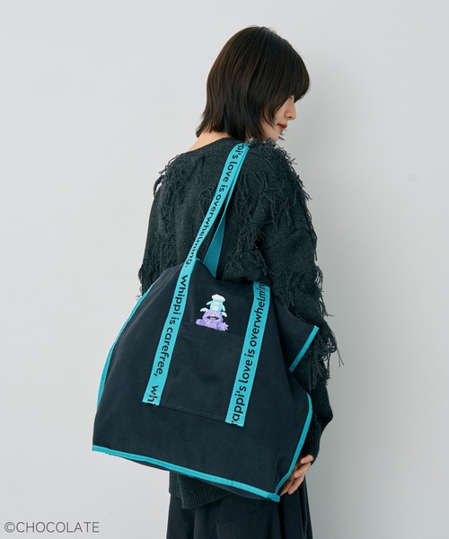 YECCA VECCA（イェッカヴェッカ）の「Whippi&Wrappiトートバッグ（トートバッグ・レディース・ブラック/ライトベージュ・FREE）」の2枚目の写真