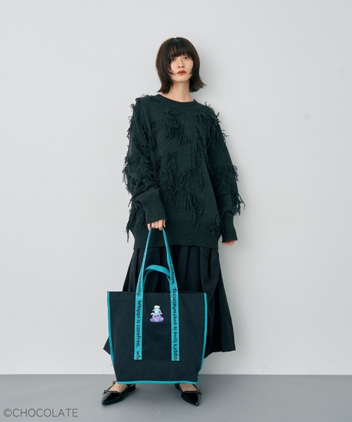 YECCA VECCA（イェッカヴェッカ）の「Whippi&Wrappiトートバッグ（トートバッグ・レディース・ブラック/ライトベージュ・FREE）」の5枚目の写真