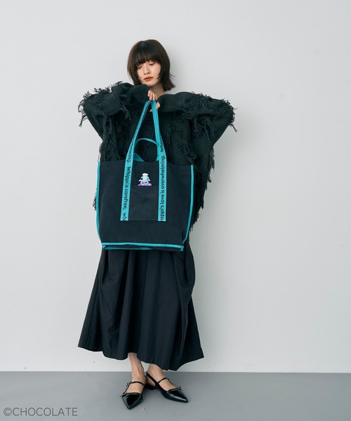 YECCA VECCA（イェッカヴェッカ）の「Whippi&Wrappiトートバッグ（トートバッグ・レディース・ブラック/ライトベージュ・FREE）」の6枚目の写真