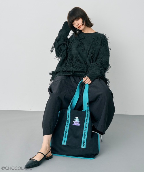 YECCA VECCA（イェッカヴェッカ）の「Whippi&Wrappiトートバッグ（トートバッグ・レディース・ブラック/ライトベージュ・FREE）」の7枚目の写真