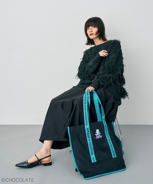 YECCA VECCA（イェッカヴェッカ）の「Whippi&Wrappiトートバッグ（トートバッグ・レディース・ブラック/ライトベージュ・FREE）」の8枚目の写真