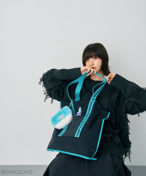 YECCA VECCA（イェッカヴェッカ）の「Whippi&Wrappiトートバッグ（トートバッグ・レディース・ブラック/ライトベージュ・FREE）」の10枚目の写真