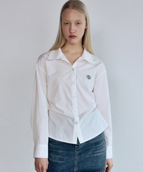 NICK&NICOLE(ニックアンドニコール)の「WRINKLE SLIM LINE SHIRRING SHIRT_IVORY(シャツ/ブラウス・レディース・その他・LARGE/MEDIUM)」の1枚目の写真
