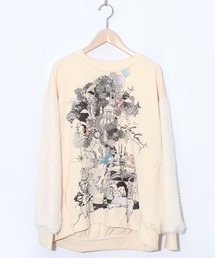 iS ScoLar（イズスカラー）の「553248：フリンジシフォン切替裏毛プルオーバー（Tシャツ/カットソー）」