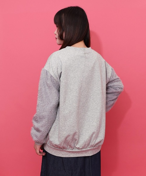 iS ScoLar（イズスカラー）の「553248：フリンジシフォン切替裏毛プルオーバー（Tシャツ/カットソー・レディース・アイボリー/ブラック/杢グレー・M）」の7枚目の写真