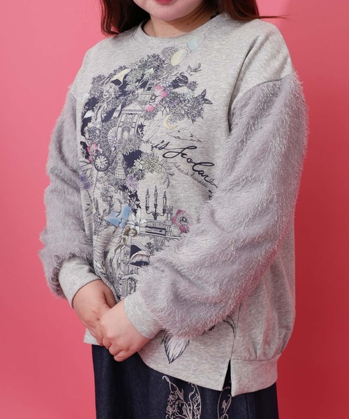 iS ScoLar（イズスカラー）の「553248：フリンジシフォン切替裏毛プルオーバー（Tシャツ/カットソー・レディース・アイボリー/ブラック/杢グレー・M）」の8枚目の写真