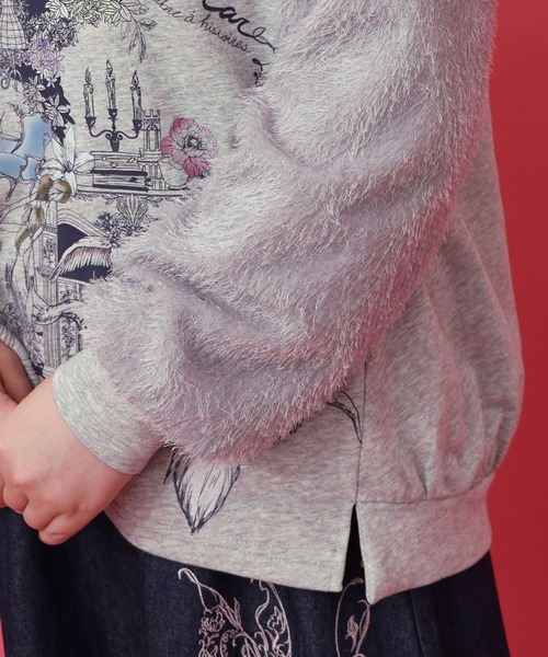 iS ScoLar（イズスカラー）の「553248：フリンジシフォン切替裏毛プルオーバー（Tシャツ/カットソー・レディース・アイボリー/ブラック/杢グレー・M）」の9枚目の写真