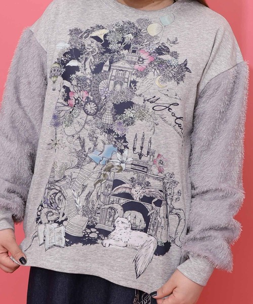 iS ScoLar（イズスカラー）の「553248：フリンジシフォン切替裏毛プルオーバー（Tシャツ/カットソー・レディース・アイボリー/ブラック/杢グレー・M）」の10枚目の写真